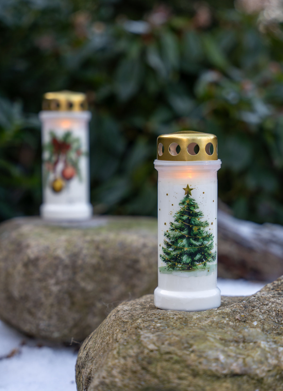 Bolsius - Herdenkingslicht - Wit met Kerst Print - 6 stuks - 70 Branduren