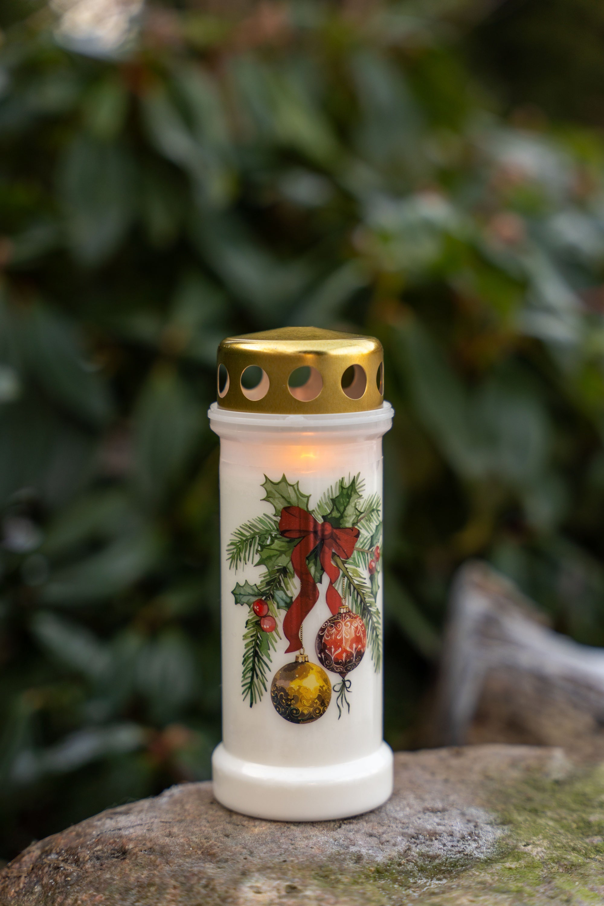Bolsius - Herdenkingslicht - Wit met Kerst Print - 6 stuks - 70 Branduren