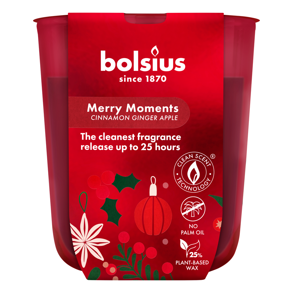 Bolsius - True Glow - 6 Geurkaarsen - Merry Moments - Rood- Voordeelverpakking - Geur Kaars