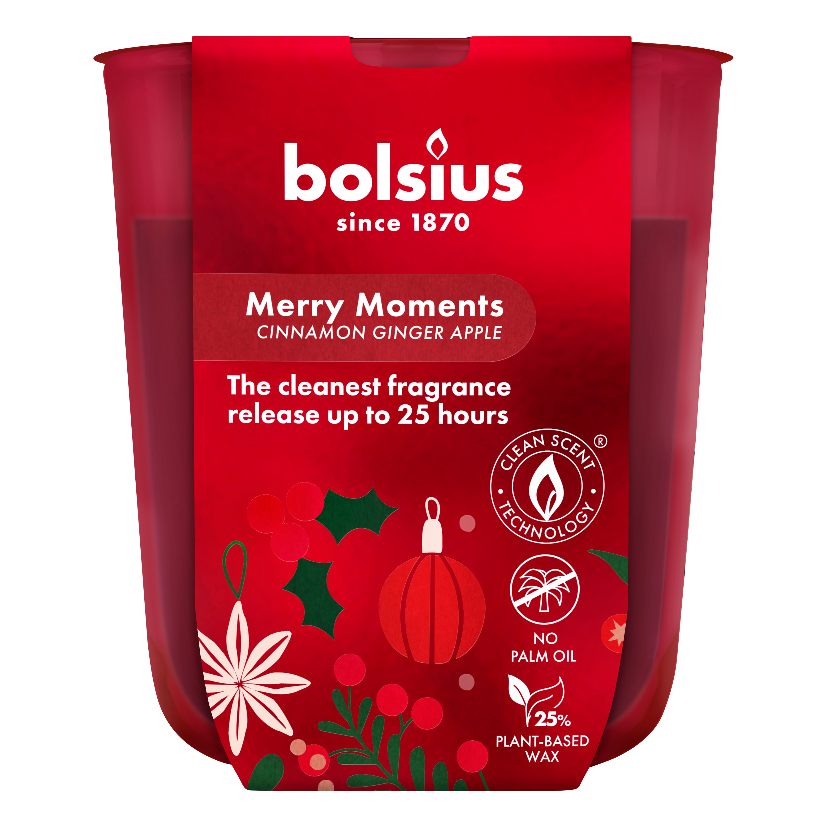 Bolsius - True Glow - 6 Geurkaarsen - Merry Moments - Rood- Voordeelverpakking - Geur Kaars