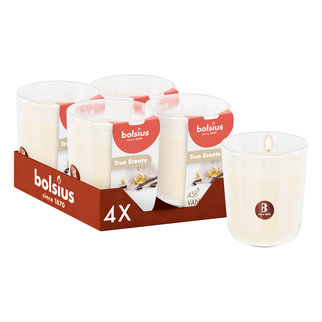 Bolsius - True Scents - 4 Geurkaarsen - Vanille - Voordeelverpakking - Geur Kaars