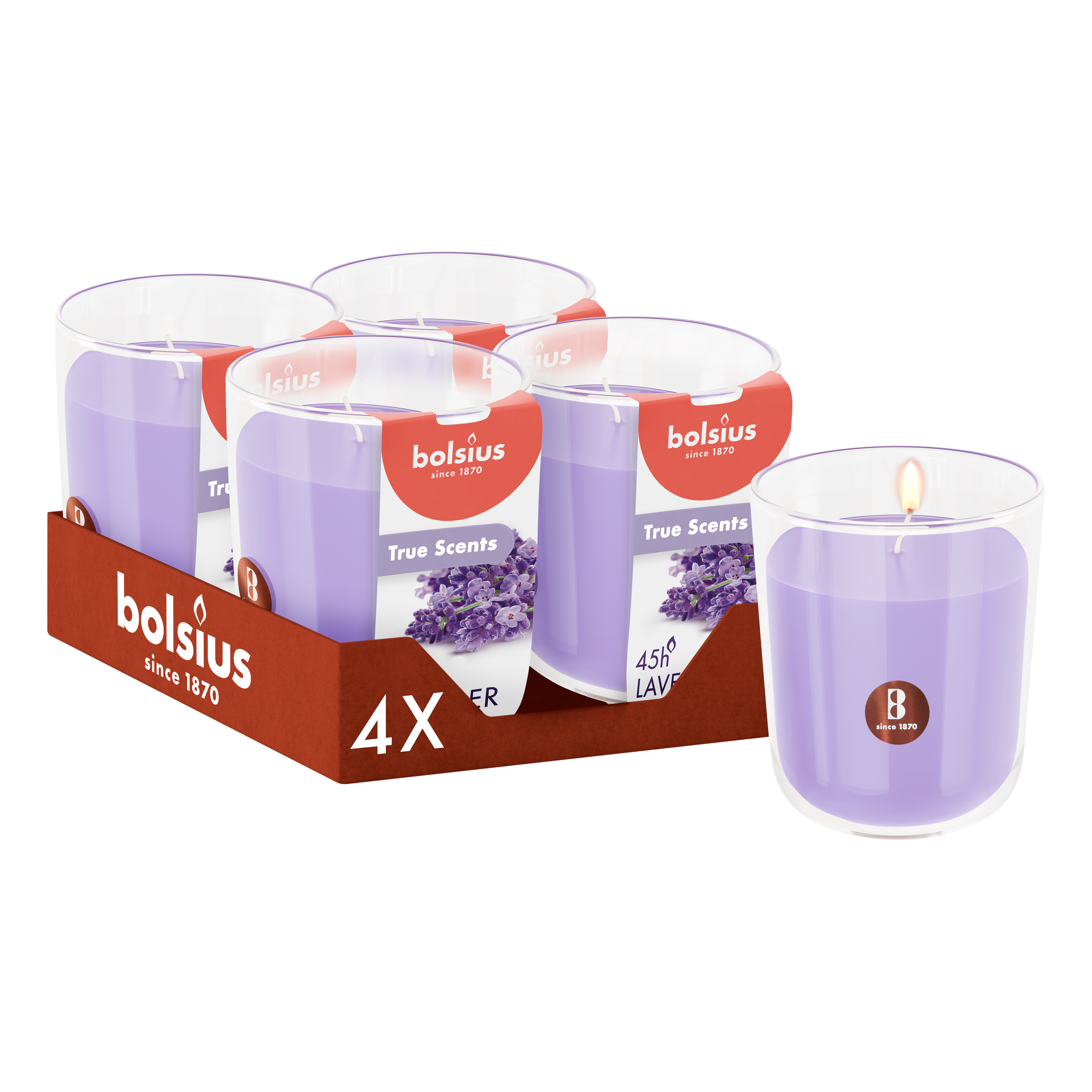 Bolsius - True Scents - 4 Geurkaarsen - Lavendel - Paars - Voordeelverpakking - Geur Kaars