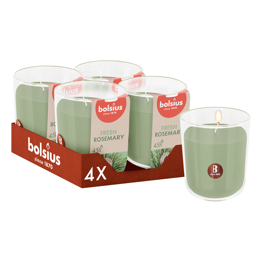 Bolsius - True Scents - 4 Geurkaarsen - Rozemarijn - Groen - Voordeelverpakking - Geur Kaars