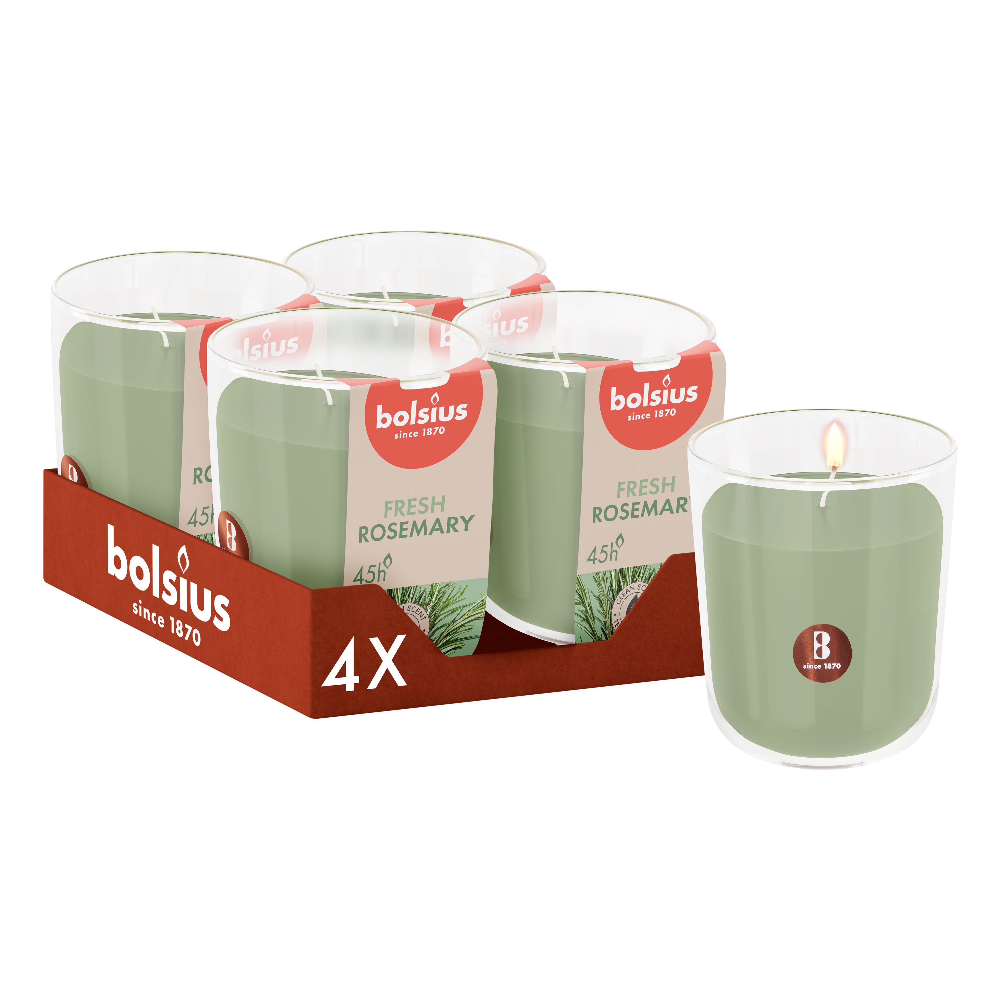 Bolsius - True Scents - 4 Geurkaarsen - Rozemarijn - Groen - Voordeelverpakking - Geur Kaars