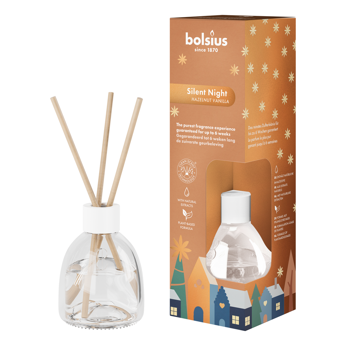 Bolsius - True Glow Geurstokjes - Silent Night - Vanille Hazelnoot - 6 Stuks - Voordeelverpakking