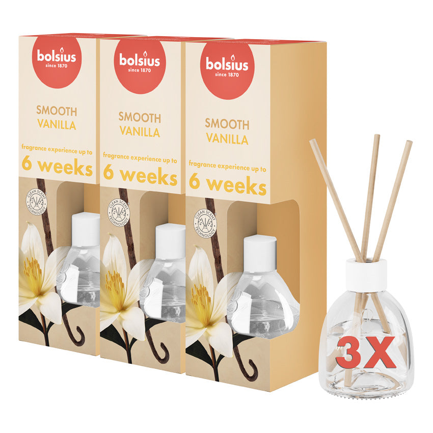 Bolsius True Scents - Geurstokjes - Vanille - 3 stuks - Voordeelverpakking - 60ml