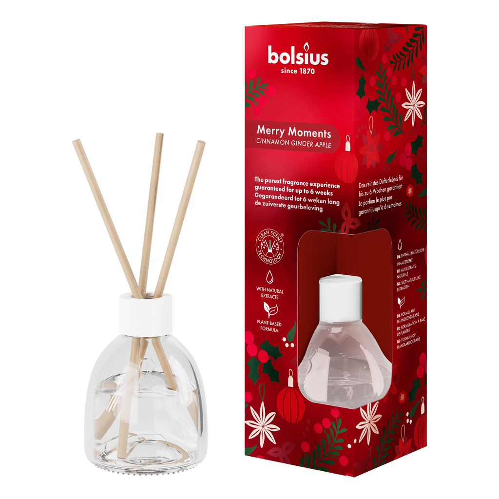 Bolsius - True Glow Geurstokjes - Merry Moments - Kaneel Gember Warme Appel - 6 Stuks - Voordeelverpakking