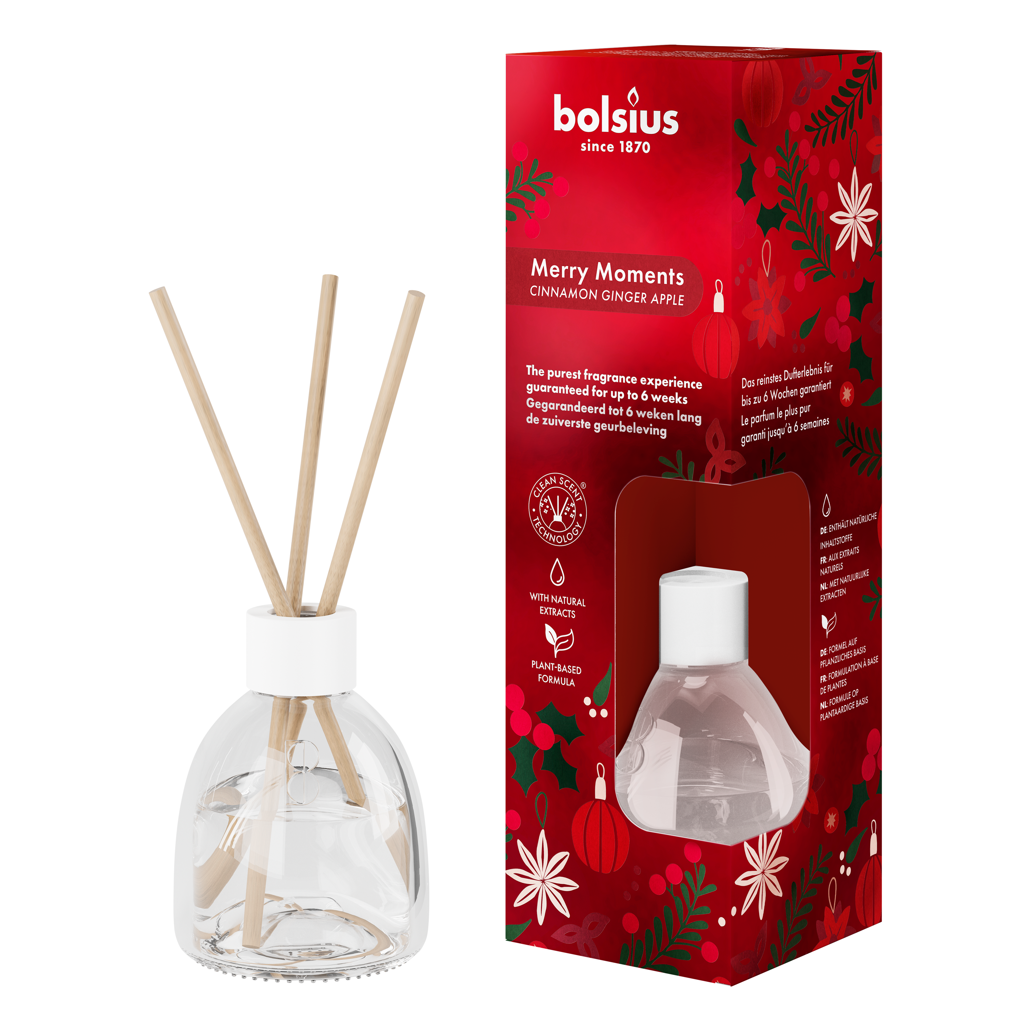 Bolsius - True Glow Geurstokjes - Merry Moments - Kaneel Gember Warme Appel - 6 Stuks - Voordeelverpakking