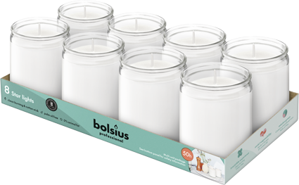 Bolsius - Starlight - Transparant - Kaarsen in Glas - 8 Stuks - 50 Branduren