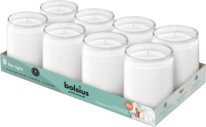 Bolsius - Starlight - Wit - Kaarsen in Glas - 8 Stuks - 50 Branduren