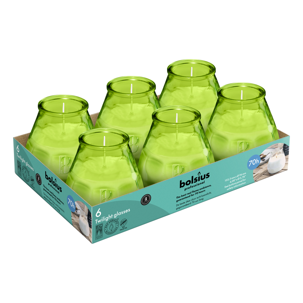 Bolsius - Twilight - Kaars in glas - Patio - Lime - Tray 6 - 70 branduren
