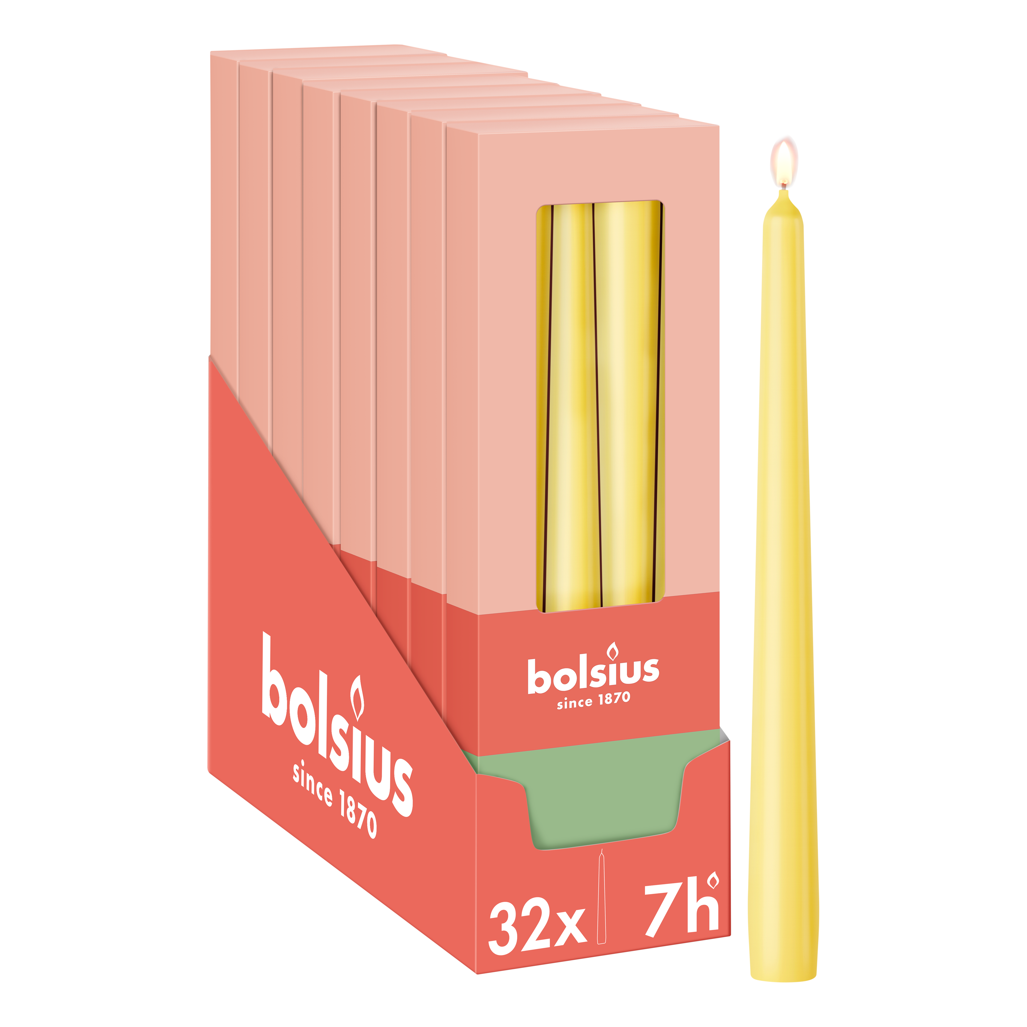 Bolsius - Gladde Dinerkaarsen - 24,5 cm - 32 stuks - Geel