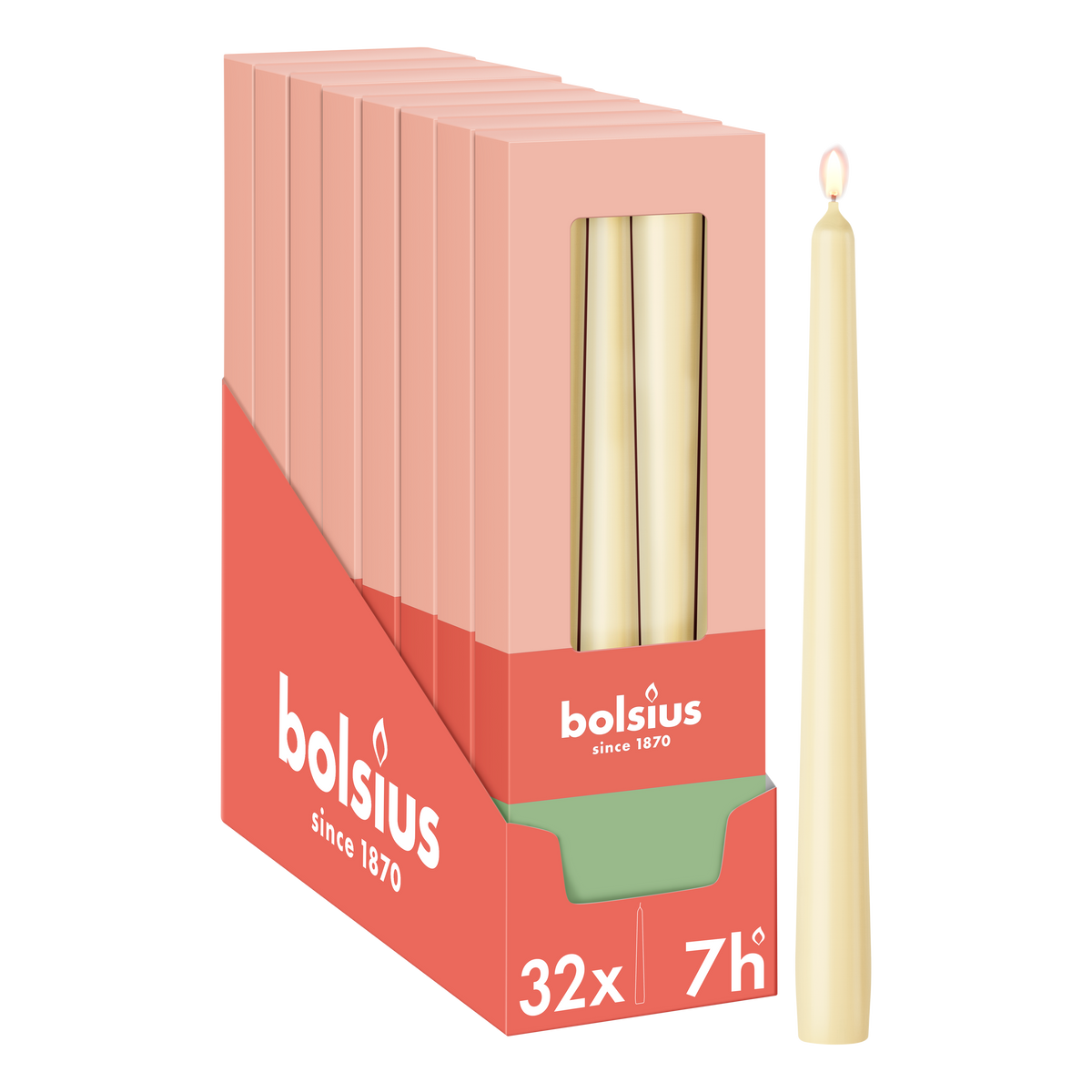 Bolsius - Gladde Dinerkaarsen - 24,5 cm - 32 stuks - Beige