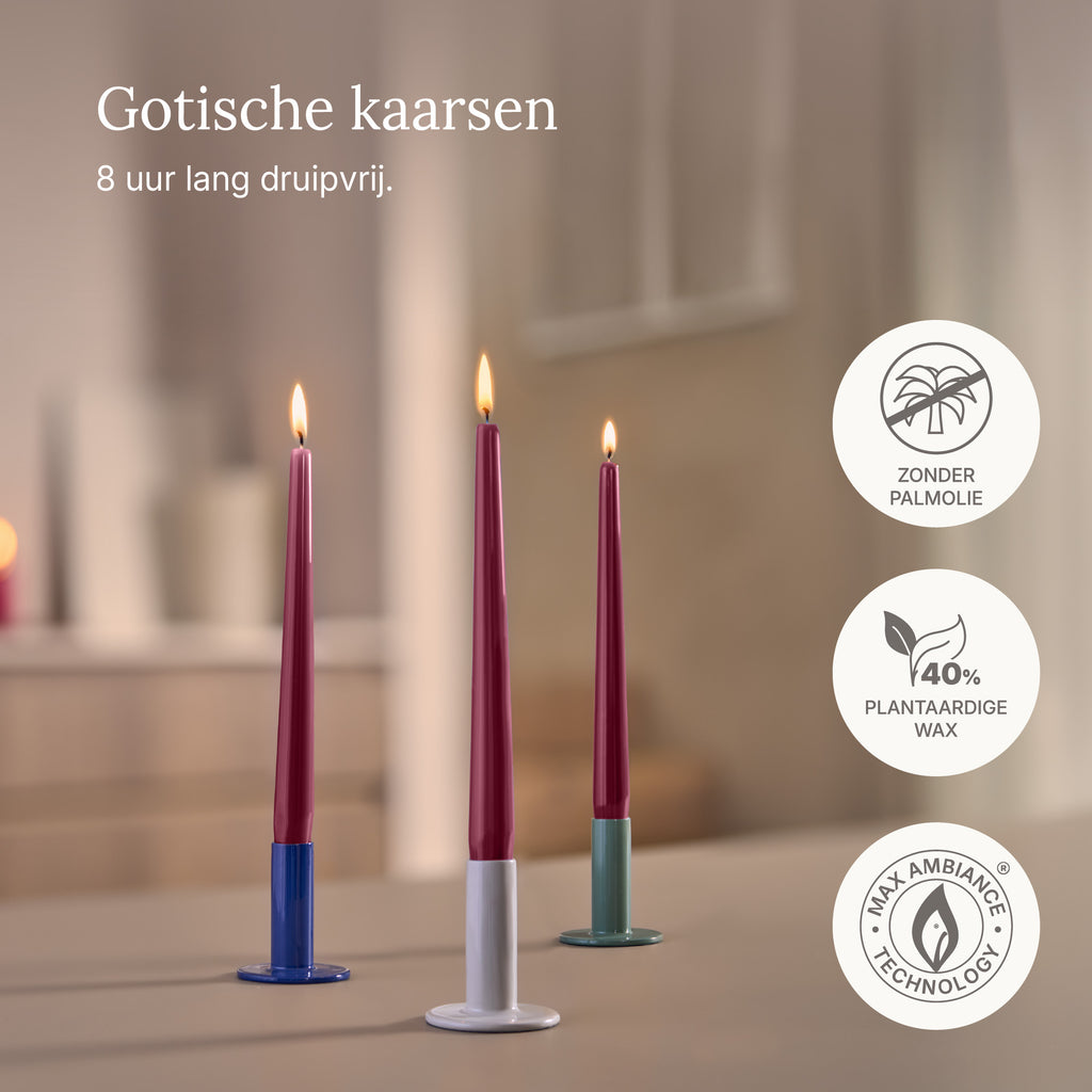 Bolsius - Glossy - Dinerkaarsen - 32 stuks - Rood - 24,5 cm - 7 branduren