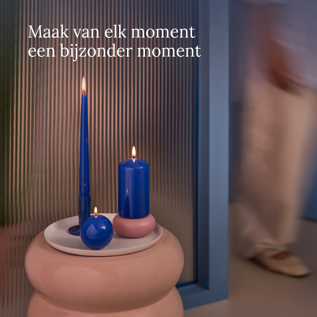 Bolsius - Glossy - Dinerkaarsen - 32 stuks - Blauw - 24,5 cm - 7 branduren