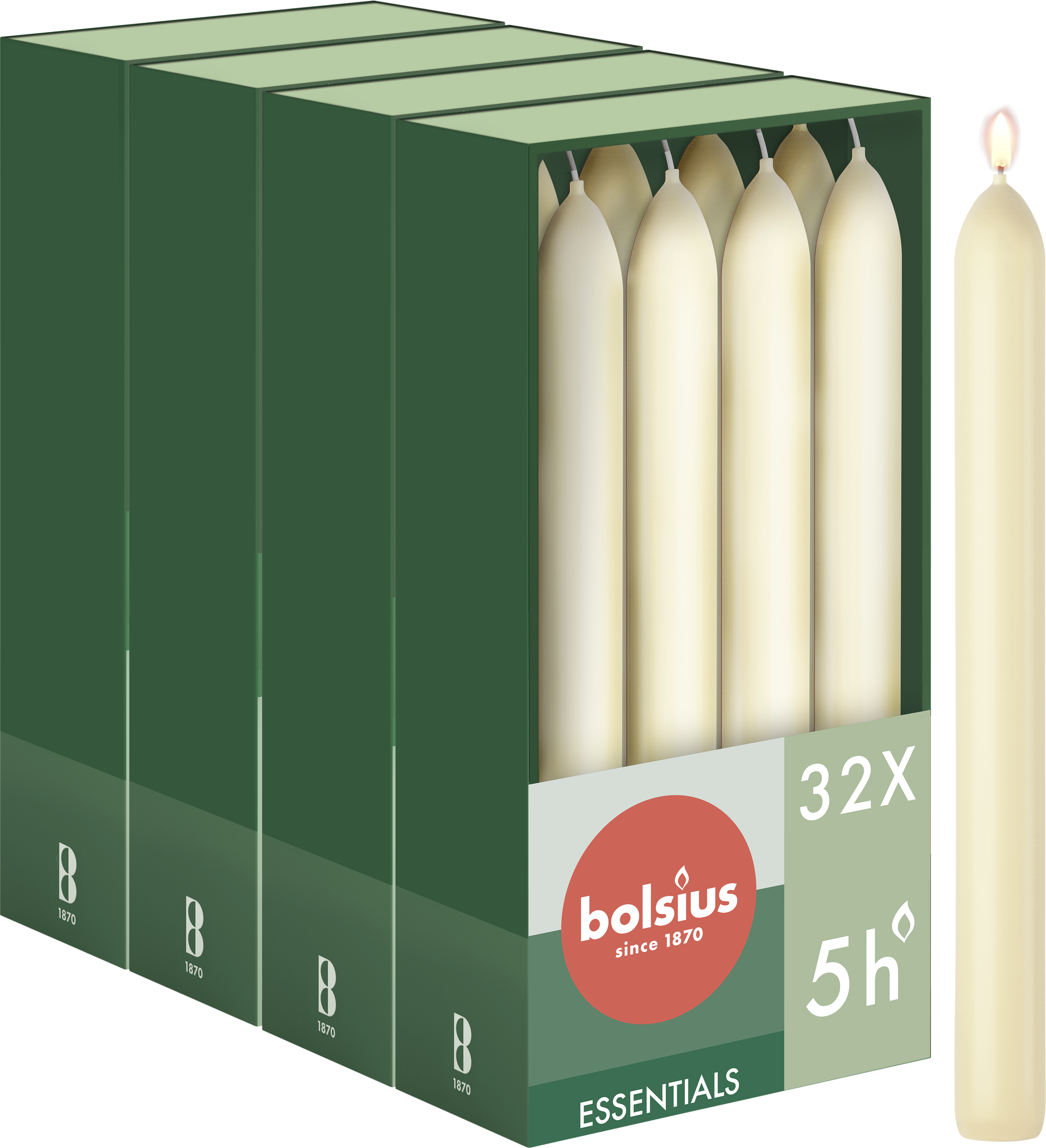 Bolsius - Gladde Dinerkaarsen - 17 cm - 32 stuks - Ivoor