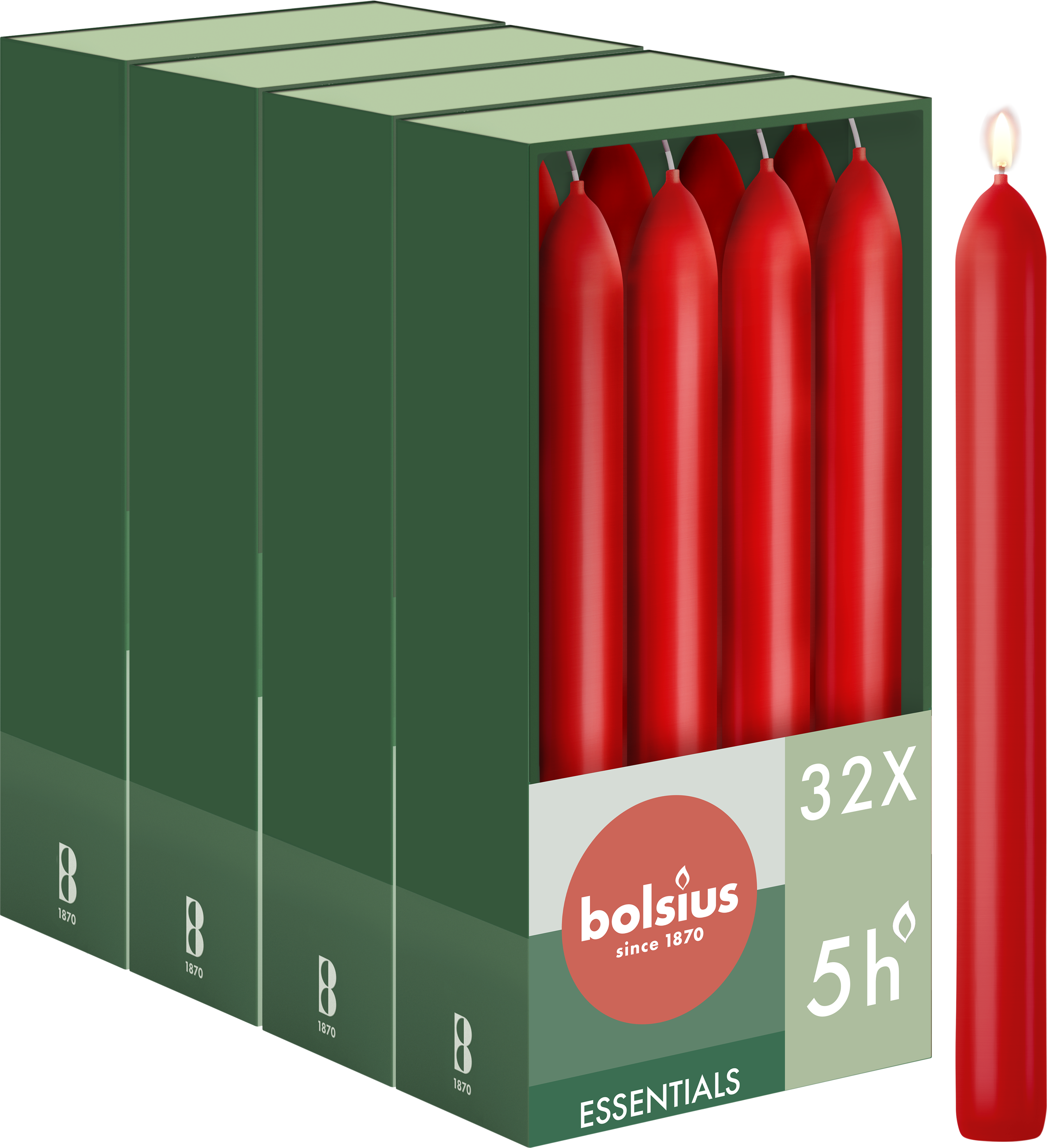 Bolsius - Gladde Dinerkaarsen - 17 cm - 32 stuks - Rood