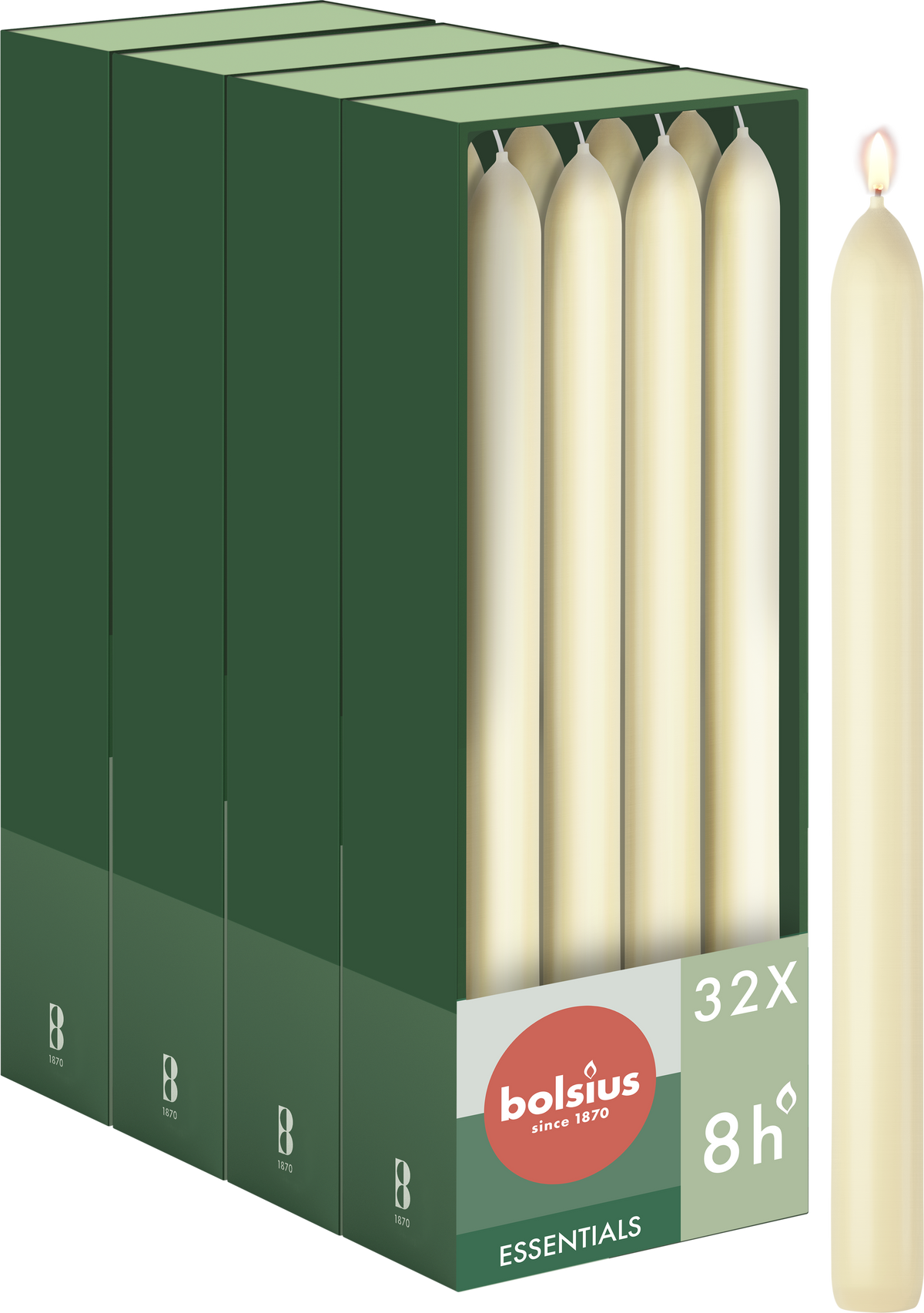 Bolsius - Gladde Dinerkaarsen - 23 cm - 32 stuks - Ivoor