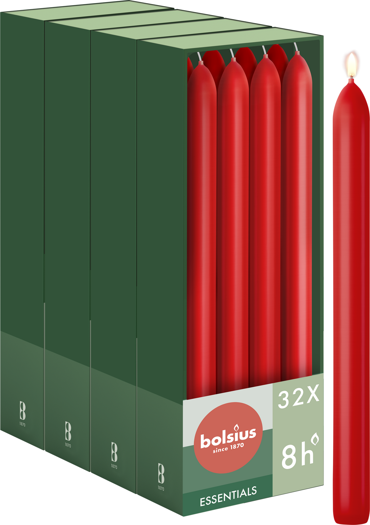 Bolsius - Gladde Dinerkaarsen - 23 cm - 32 stuks - Rood