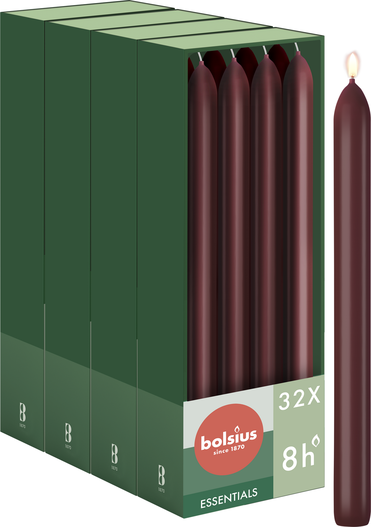 Bolsius - Gladde Dinerkaarsen - 23 cm - 32 stuks - Bordeaux Rood