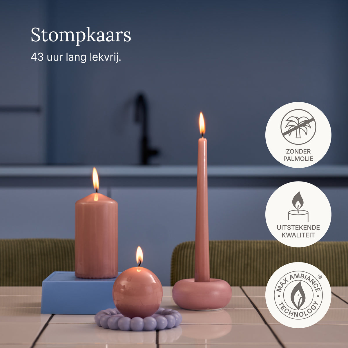 Bolsius - Glossy - Bolkaarsen - 6 Stuks - Licht Roze - 7cm - 16 Branduren