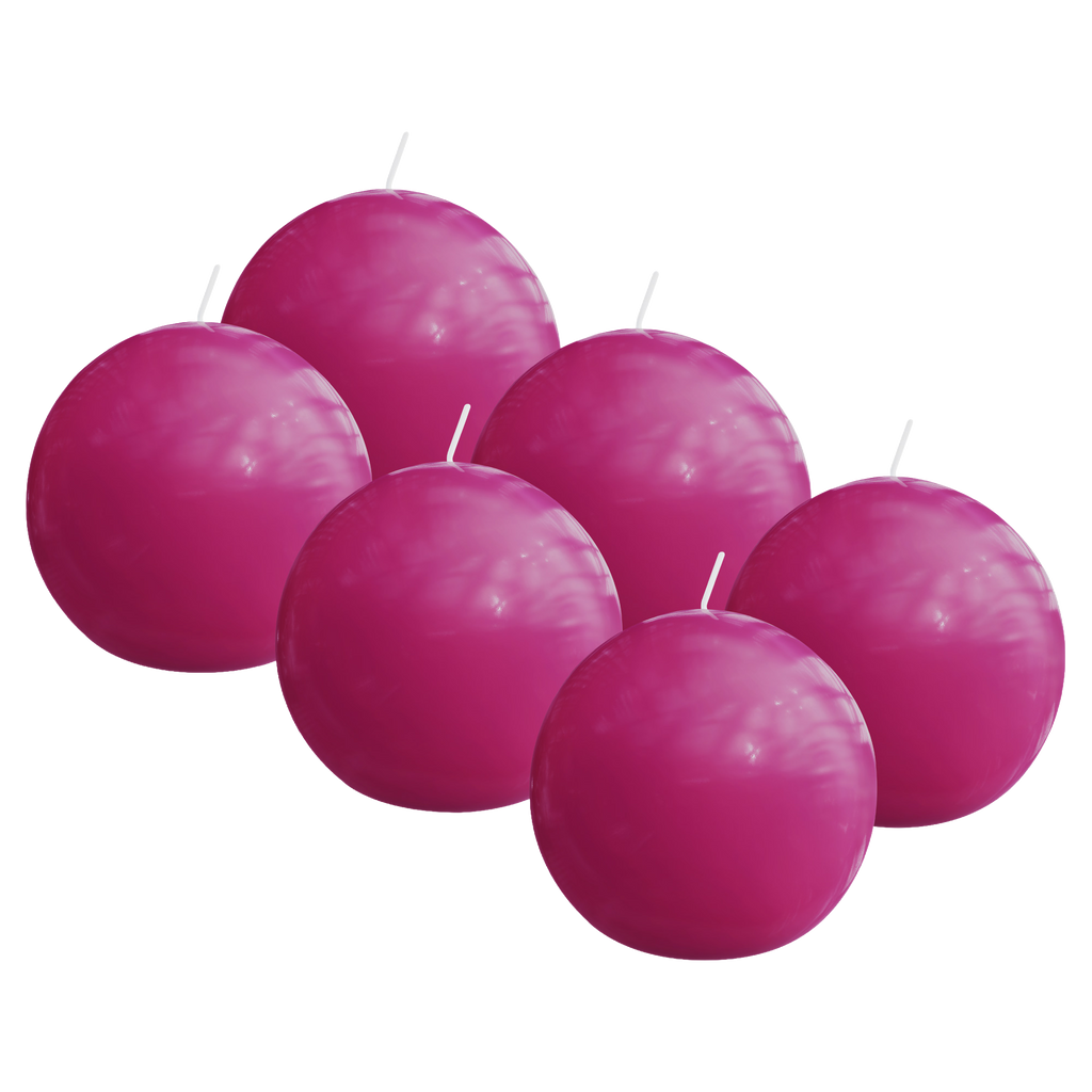 Bolsius - Glossy - Bolkaarsen - 6 Stuks - Fuchsia - 7cm - 16 Branduren