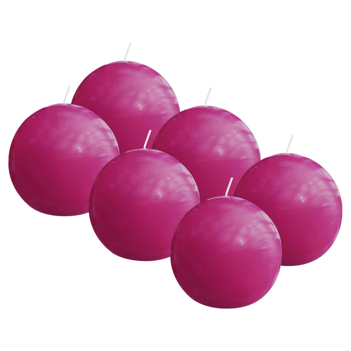 Bolsius - Glossy - Bolkaarsen - 6 Stuks - Fuchsia - 7cm - 16 Branduren