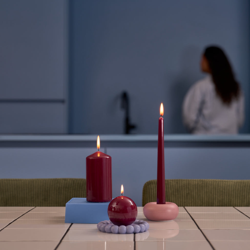 Bolsius - Glossy - Bolkaarsen - 6 Stuks - Rood - 7cm - 16 Branduren