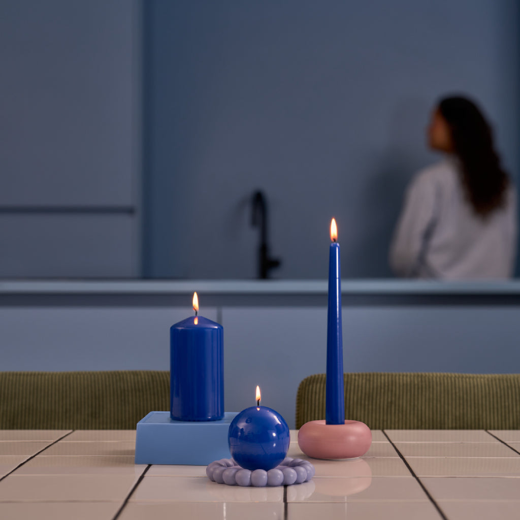 Bolsius - Glossy - Bolkaarsen - 6 Stuks - Blauw - 7cm - 16 Branduren