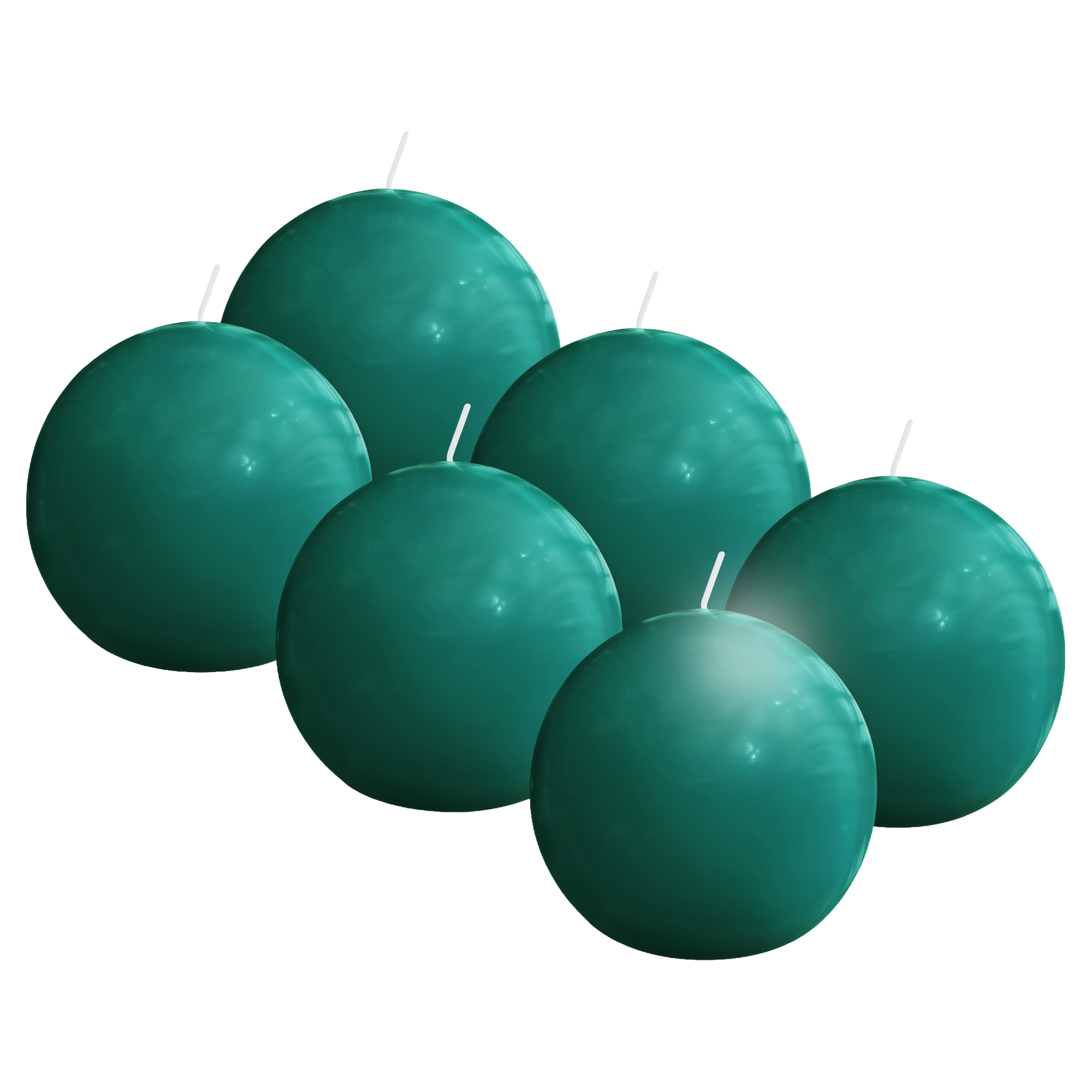 Bolsius - Glossy - Bolkaarsen - 6 Stuks - Groen- 7cm - 16 Branduren