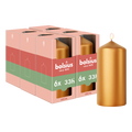 Bolsius - Gladde Stompkaars - 6 stuks - Metallic Goud - 12 cm - 33 Branduren
