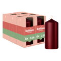 Bolsius - Gladde Stompkaars - 6 stuks - Metallic Rood - 12 cm - 33 Branduren