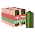Bolsius - Gladde Stompkaars - 6 stuks - Metallic Groen - 12 cm - 33 Branduren