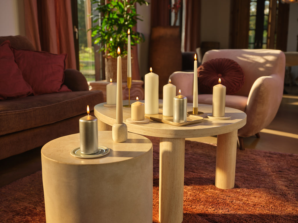 Bolsius - Gladde Stompkaars - 6 stuks - Metallic Wit Zilver - 12 cm - 33 Branduren