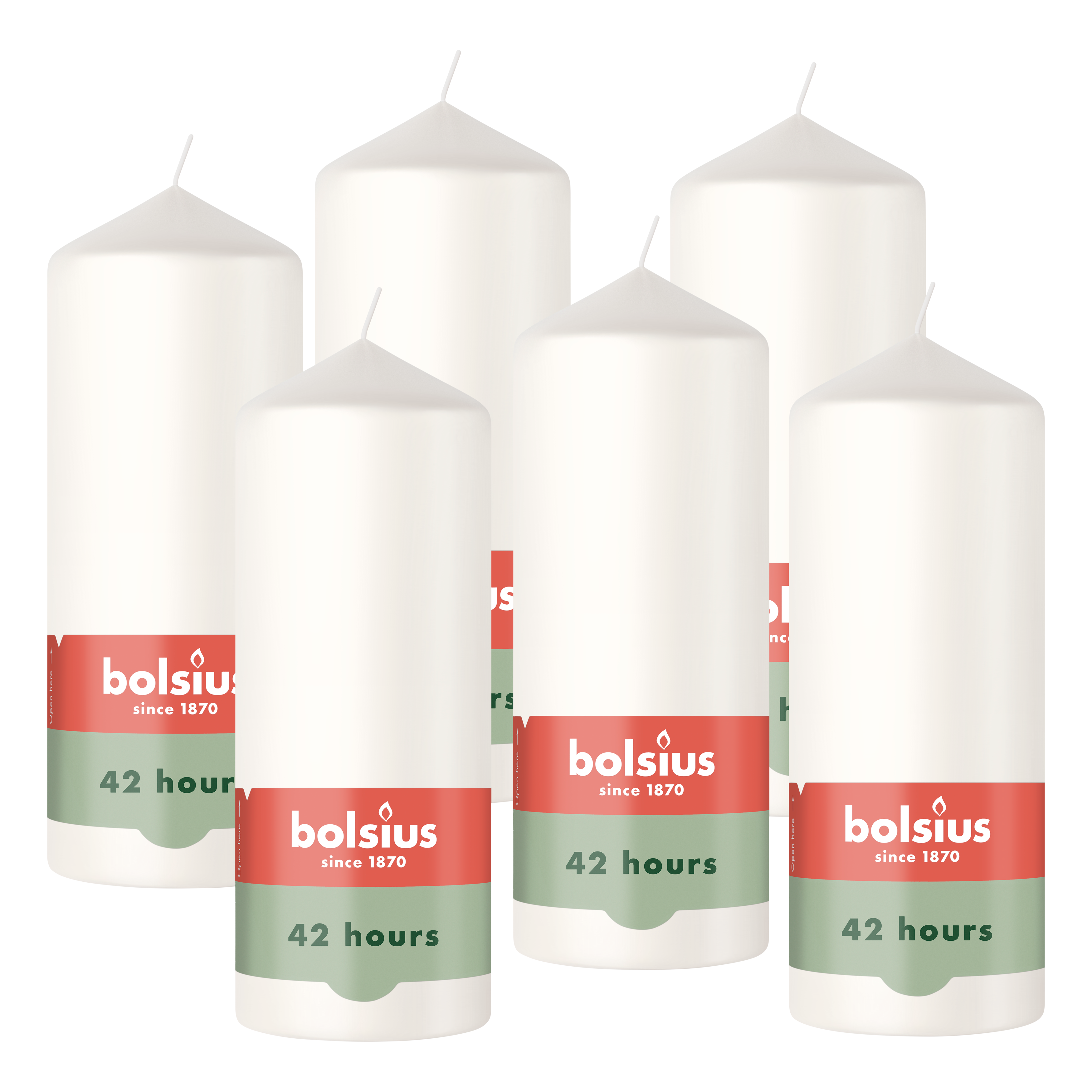Bolsius - Gladde Stompkaarsen - Wit - 6 stuks - 15cm - 42 Branduren
