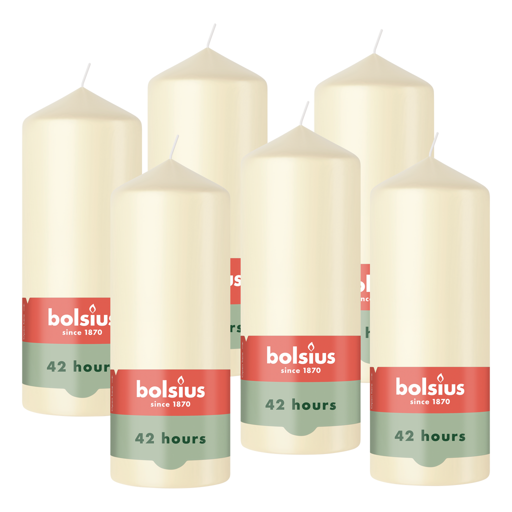 Bolsius - Gladde Stompkaarsen - Ivoor - 6 stuks - 15cm - 42 Branduren