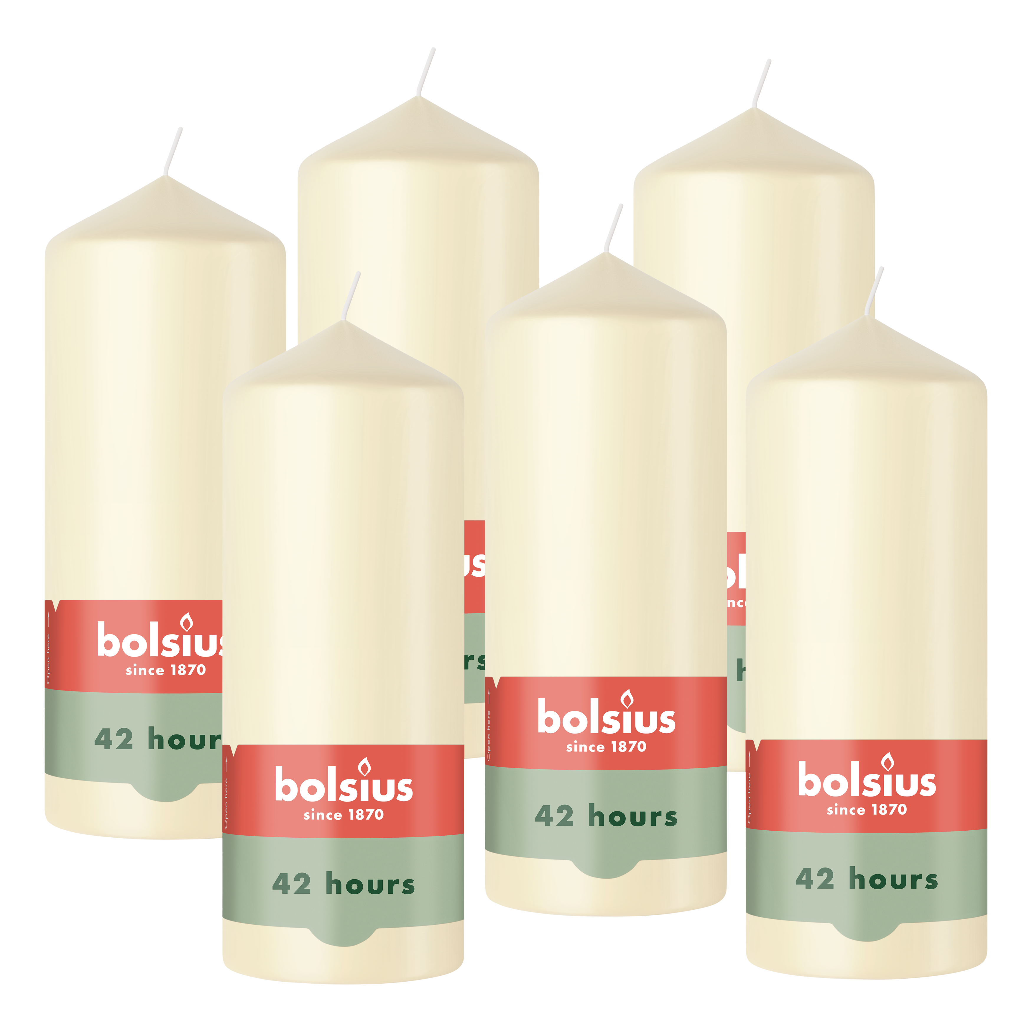 Bolsius - Gladde Stompkaarsen - Ivoor - 6 stuks - 15cm - 42 Branduren