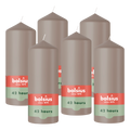 Bolsius - Gladde Stompkaarsen - Taupe - 6 stuks - 15cm - 42 Branduren