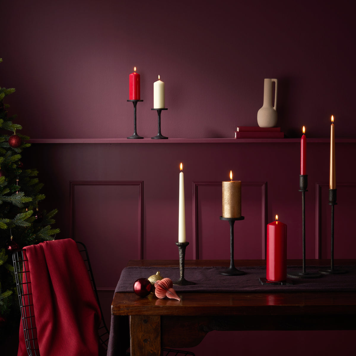 Bolsius - Gladde Stompkaarsen - Rood - 6 stuks - 15cm - 42 Branduren