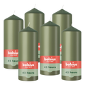 Bolsius - Gladde Stompkaarsen - Olijfgroen - 6 stuks - 15cm - 42 Branduren