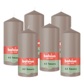 Bolsius - Gladde Stompkaars - 6 Stuks - Taupe - 13 cm - 43 Branduren
