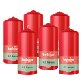 Bolsius - Gladde Stompkaarsen - 6 Stuks - Rood - 13 cm - 43 Branduren
