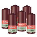 Bolsius - Gladde Stompkaarsen - 6 Stuks - Bordeaux Rood - 13 cm - 43 Branduren