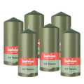 Bolsius - Gladde Stompkaarsen - 6 Stuks - Groen - 13 cm - 43 Branduren