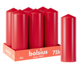 Bolsius - Gladde Stompkaarsen - 6 Stuks - Rood - 75 branduren - 20 x 6,8 cm