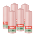 Bolsius - Gladde Stompkaarsen - 6 Stuks - Roze - 20 cm - 75 Branduren
