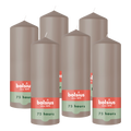 Bolsius - Gladde Stompkaarsen - 6 Stuks - Taupe - 20 cm - 75 Branduren