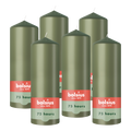 Bolsius - Gladde Stompkaarsen - 6 Stuks - Groen - 20 cm - 75 Branduren