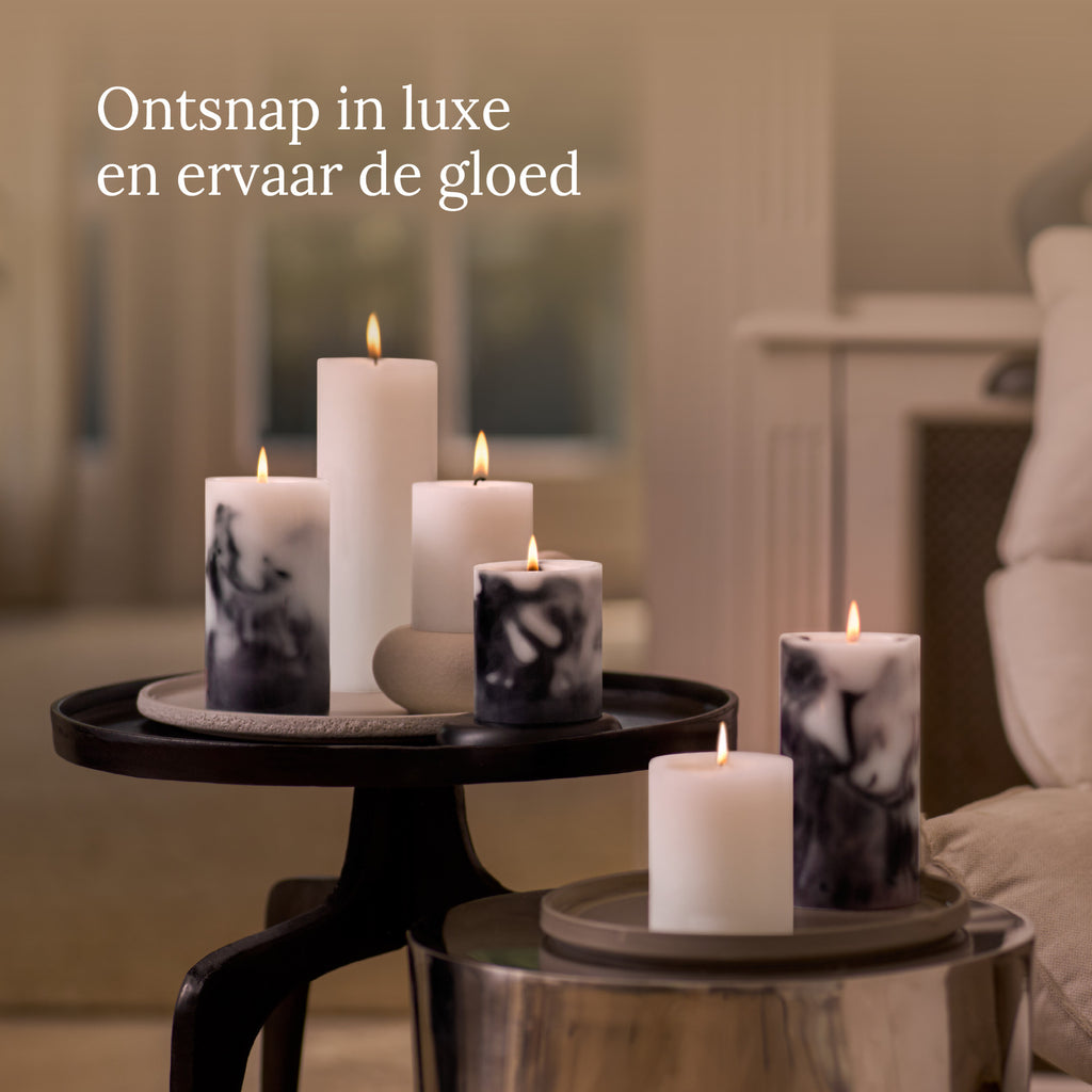 Bolsius - Rustieke kaarsen set - Onyx Black - Marble