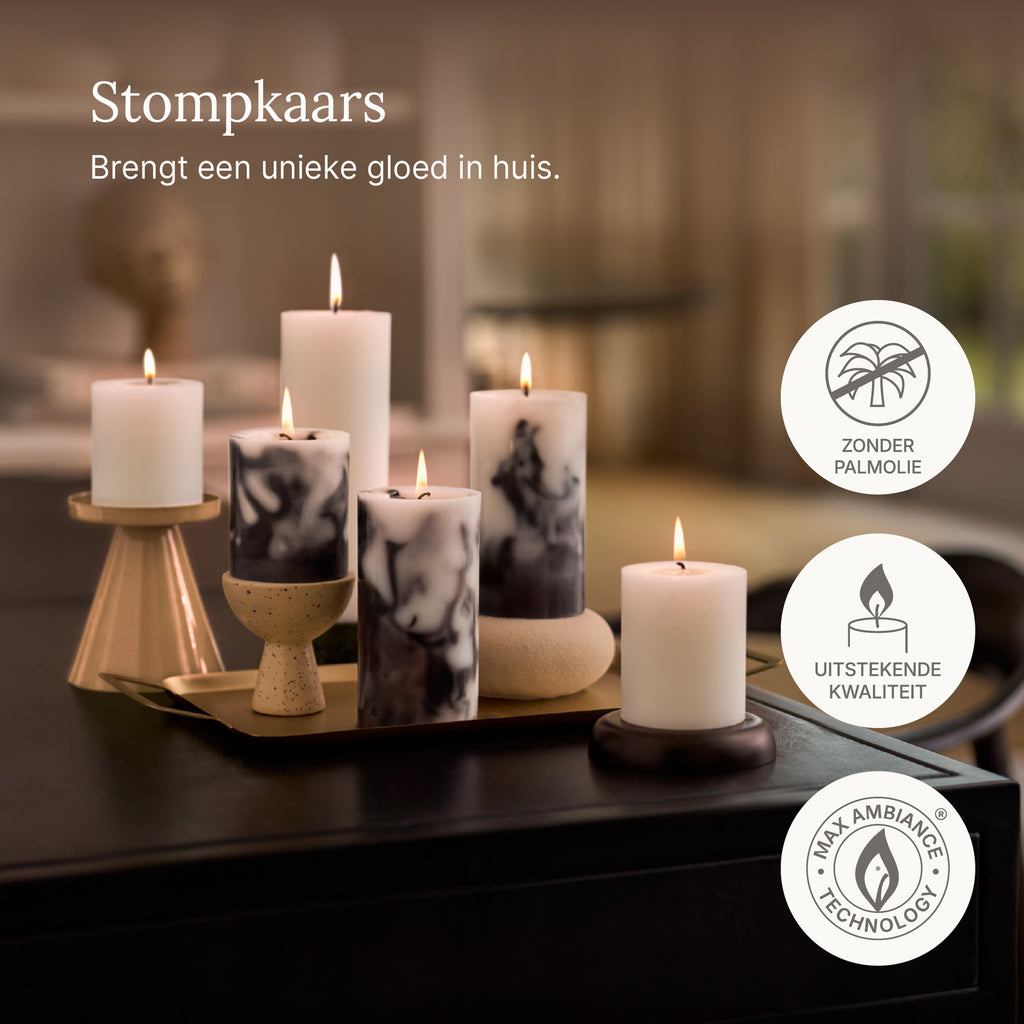 Bolsius - Rustieke kaarsen set - Onyx Black - Marble